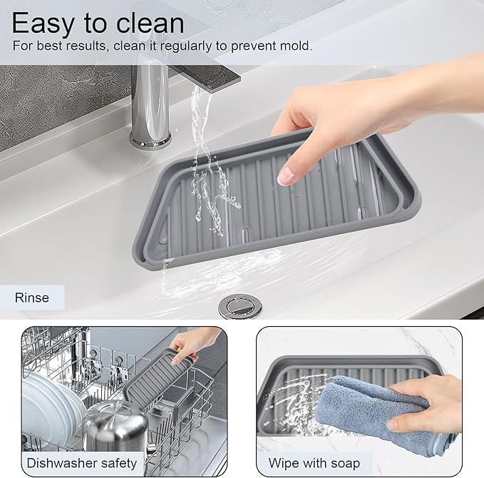 KindGa Refrigerator Drip Catcher Tray,Protector Ice and Water Dispenser Pan,Fridge Spills Water Pad Catch Basin for Drainage 2 Pack (Rectangular,Grey)