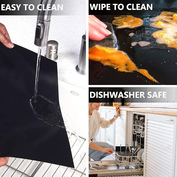 Oven Liners 3 Pack Large Thick Heavy Duty Nonstick Mat for Bottom of Electric Gas Grill, Reusable Heat Resistant BPA PFOA Free Protector, 16x24 Inch