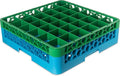 CFS RG36-1C413 OptiClean 36 Compartment Glass Rack with 1 Extender, 5.56", Polypropylene, green/CFS Blue