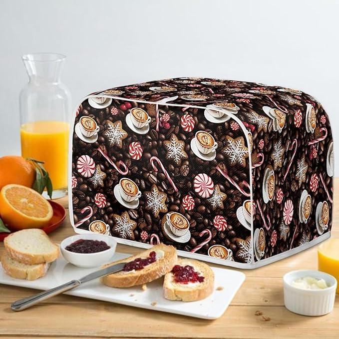 UNICEU Coffee Toaster Cover 2 Slice Coffee Candy Cookies Toaster Dust Cover Stain Resistant Oil Protection Dust Cover for Bread Maker,Washable Kitchen Small Appliance Covers with Top Handle,Size M