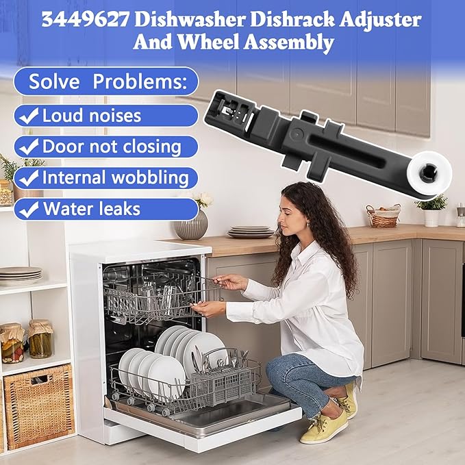 W10571738 Dishwasher Upper Dishrack Adjuster And Wheel Assembly Compatible with Whirlpool Maytag Dishwasher Top Rack Wheel Assembly Replacement Parts 3449627 PS11756470 WPW10571738 AP6023130 (4 Pack)