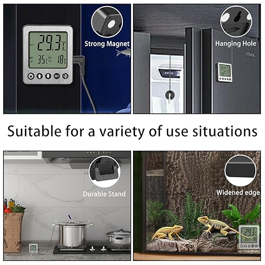 2 pcs Refrigerator Thermometer Freezer Alarm Digital Freezer Thermometer Fridge Thermometer with Extra Sensor high and Low Temperature Alarm (2, Black, ZZ10)