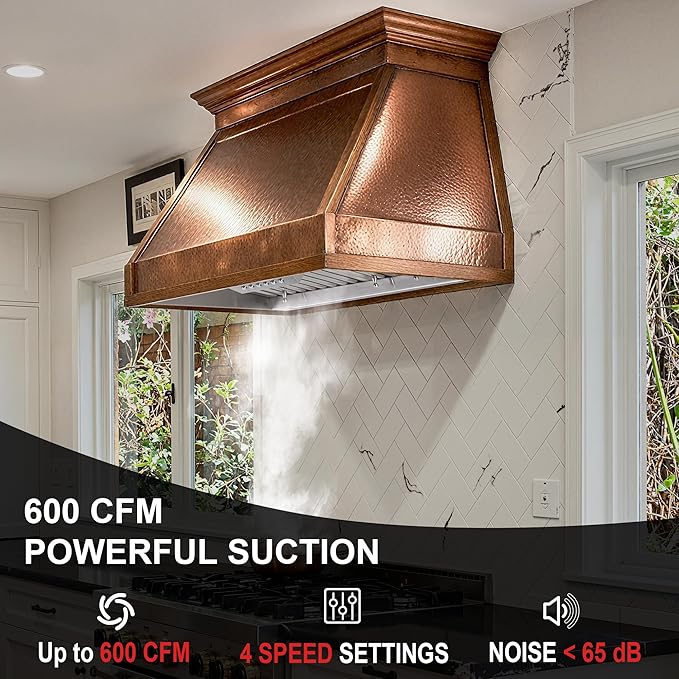 Akicon Range Hood Insert 30 Inch with Heater Sensor, 600 CFM Bulit-in Kitchen Vent Hood with 4 Speeds, Ultra-Quiet Duct Stove Hood 3CCT LED Lights and Dishwasher Safe Filters