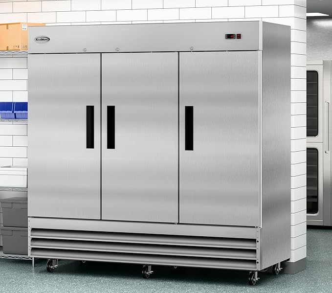 KoolMore 82" 3 Door Stainless Steel Upright Commercial Reach-in Freezer - 72 cu. ft, Model:RIF-3D-SS