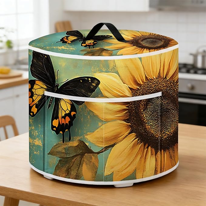 Air Fryer Dust Cover with Top Handle and Storage Bag, Compatible with Rice Cookers, Pressure Cookers, Slow Cookers and Air Fryers, Available in 3-Quart, 6-Quart and 8-Quart Sizes.