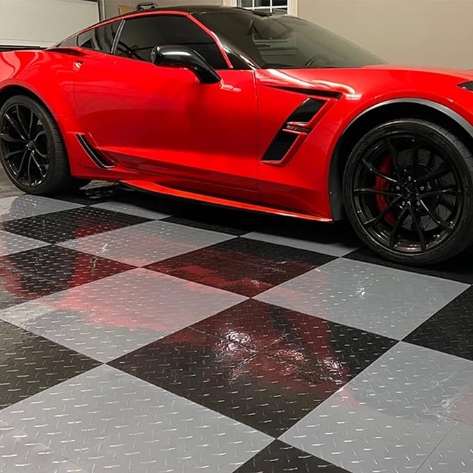 FlooringInc's Nitro 12"x12" Snap-Together Garage Flooring Tiles, Non-Slip Interlocking Plastic Floor Mat, Garage Organization & Storage, Coin Pattern, Harley Orange, 12 Tiles, 12 Sq/Ft