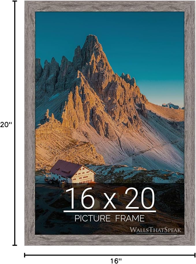 wallsthatspeak 16x20 Gray Barnwood Picture Frame for Puzzles Posters Photos or Artwork
