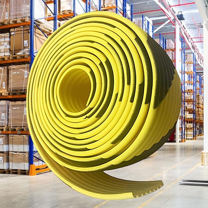Heavy Duty Wall & Corner Guards 5m Corrugated Self-Adhesive NBR Rubber Protection with Yellow/Black Stripes for Parking Columns & Garage Safety(1PCS,8 cm)