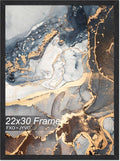 Engineered Wood 22x30 Frame, Black Picture Frame for 22 x 30 Inch Poster Puzzle Photo, Light Weight 22 by 30 Poster Frame with Wood-grain for Wall - 1 Pack/Black/22 x30