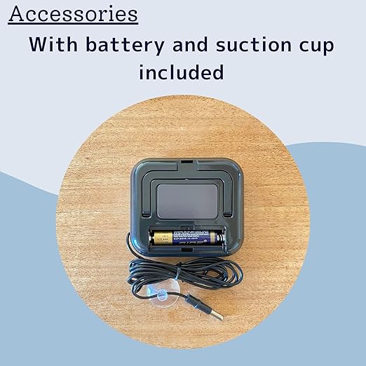 Digital Thermometer with External Sensor, Magnet, Suction Cup, Water Thermometer, Aquarium, Refrigerator, Freezer (Black)