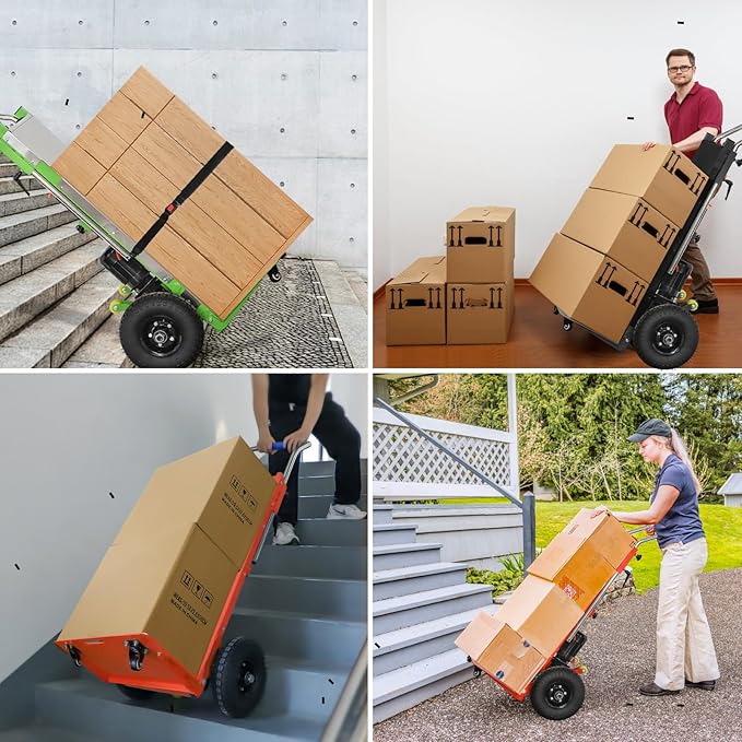 880lb Electric Stair Climbing Hand Trucks Dolly Cart for Moving, Heavy Duty Stair Climber Cart 1200W Powered Stair Climbing Hand Truck, Green