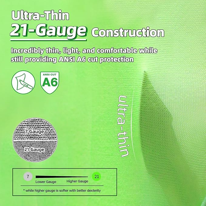 Schwer Ultra-Thin ANSI A6 Cut Resistant Arm Sleeves, 21 Gauge Comfortable and Breathable Protective Sleeves, Arm Protectors for Thin Skin and Bruising, Work, Gardening, Farming, Outdoors, Non-PFAS, M