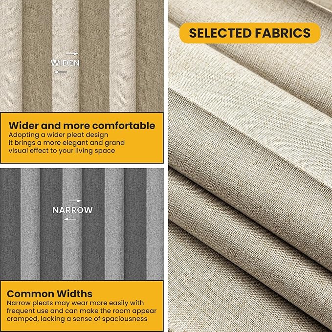 100% Blackout Curtains for Sliding Glass Doors, Extra Wide Curtains for Patio Sliding Door, Include Ceiling Curtain Track, Room Divider Curtains(Beige, W100 x L84, 1 Pack)