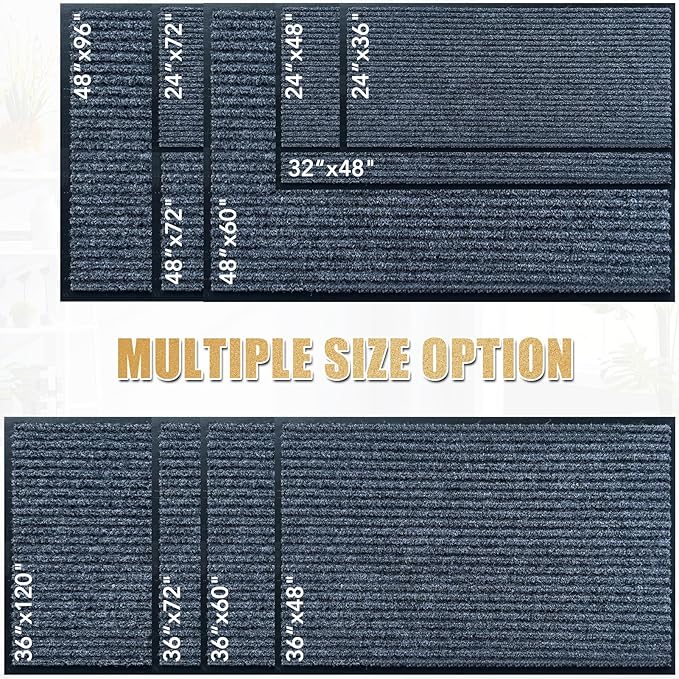 Front Door Mat,2'x6'Indoor Outdoor Door Mat,Heavy Duty Durable Welcome,Commercial Floor Mats Inside Outside Entrance, Waterproof All-Season, All-Weather Non Slip Backing Doormat for Entryway,Dark Gray