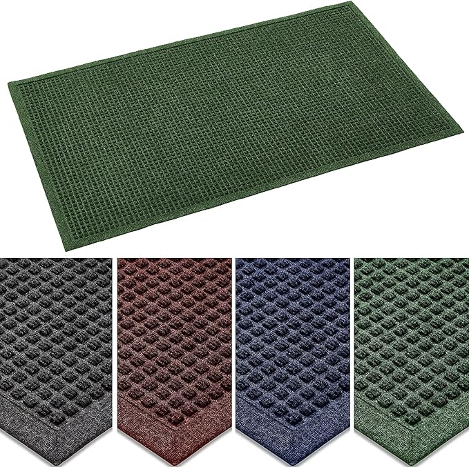 Ecomills Rubber Doormat, Extra Large, 36" x 60", Green, XL, Absorbent Indoor Outdoor, Stain Resistant, Rubber Non Slip Backing, Heavy Duty, Durable