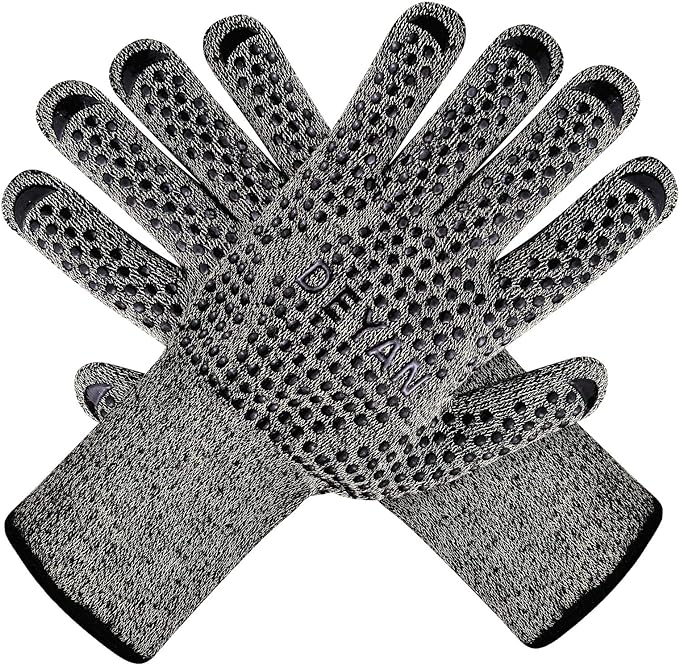 BBQ Grill Gloves, 1472℉ Heat Resistant Oven Gloves, High Temp Resistance Fireproof Glove, Kitchen Hotproof Cooking Mitts for Grilling, Smoking, Baking, Frying