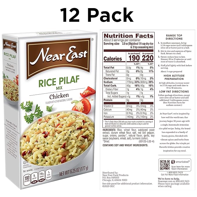 Near East Rice Pilaf Mix, Chicken, 6.25oz Boxes (12 Pack)