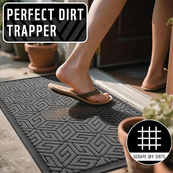 Yimobra Large Door Mat 47x32, All-Weather Waterproof Outdoor Mats for Front Door, Non Slip Rubber Doormat for Patio Proch Outside Entryway Indoor, Gray