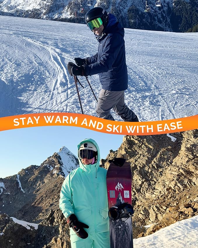 Heated Ski Gloves, Heated Mittens for Men Women,7.4V Rechargeable Battery Gloves for Skiing Hiking