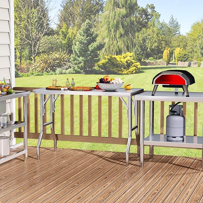 YITAHOME NSF Stainless Steel Table, 30" X 24" Work Table, 2 Shelves Metal Prep Worktable for Home Kitchen Restaurant Garage Warehouse Outdoor