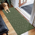 hicorfe Dirt Trapper Indoor Doormat,20"x59" Welcome Door mat,Non Slip Backing Washable Door Mats,Absorbent and Resistant Low-Profile Entrance Inside Floor Mat for Front Back Door,Entryway (Green)