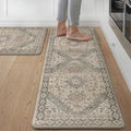 GENIMO Kitchen Mats for Floor, 2PCS Kitchen Rugs Non Slip Washable, Waterproof Anti Fatigue Mat, Comfort Standing Runner Rug for Sink, Office, Laundry, Home, 17.3"x47"+17.3"x30", Blush Camel