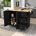 Favfurish 52.7" Rolling Mobile Kitchen Island Cart with Drop Leaf Wood Top, Adjustable Shelves Coffee Bar Trolley on Lockable Casters & Storage Cabinet & 3 Drawers for Dining Room, Black