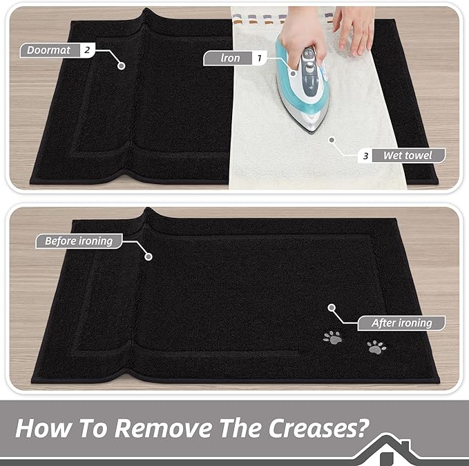 BEQHAUSE Dog Door Mat for Muddy Paws 32"x48" Dirt Trapper Absorbent Doormat Non Slip Entryway Rugs Washable Stain Resistant Welcome Floor Mat Soft Low-Profile for Front Back Door, Black