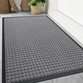 Smiry Front Door Mat Outside Entrance, Heavy Duty Natural Rubber Doormat, Non Slip, Trap Dirt and Moisture, Easy Clean, Low Profile Welcome Floor Mats for Indoor Outdoor Entry, 70x46.5 Inch, Mix Grey