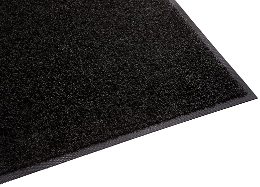 Guardian Platinum Series Indoor Wiper Floor Mat, Rubber with Nylon Carpet, 2'x12', Black