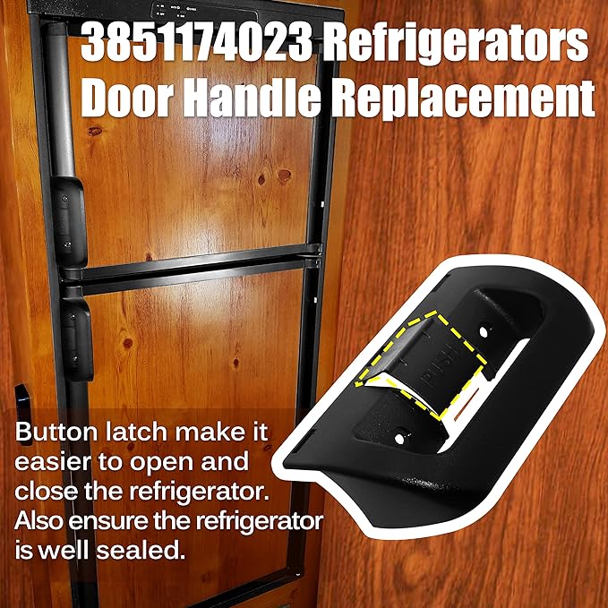 3851174023 Refrigerator Door Handle Replacement for Dometic Fridge Upper and Lower Doors, Compatible with Models DM2652, DM2662, DM2663, DM2852, DM2862, RM2652, RM2663, RM2852, RM3662. Black