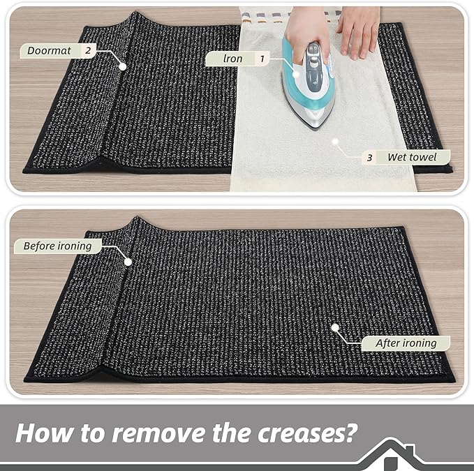 BEQHAUSE Dirt Trapper Door Mat 32" x 48", Non-Slip Washable Doormats Entrance Mat, Dirt Resistant and Absorbent Welcome Mat, Low Profile Floor Mats for Front Back Door and Entryway, Black