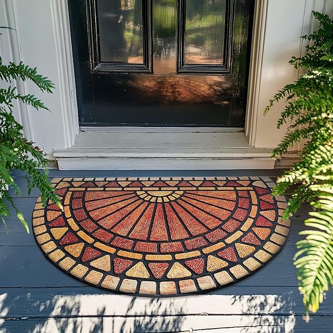 ubdyo Unique Design Door mat - Low Pile Front Doormat Outside Entrance for Efficient Dirt Trapping - All Weather Front Door Mat Indoor Entrance - Anti Slip Welcome Matt Outdoor - (36" x 24", Red)