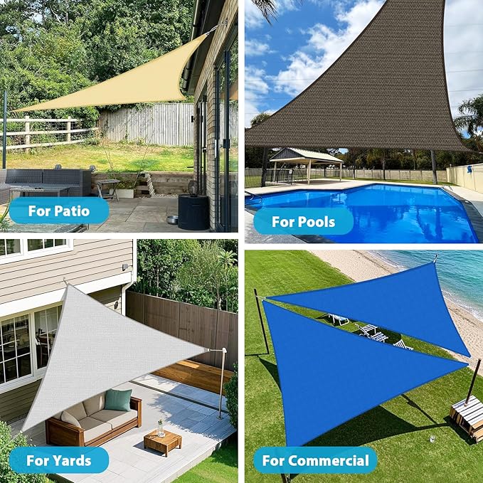 Amagenix Sun Shade Sail 10'X11'X14.9' Curved Edge Outdoor Shade Canopy White Breathable 95% UV Block Shade Cloth for Patio Garden Backyard (We Make Custom Size)