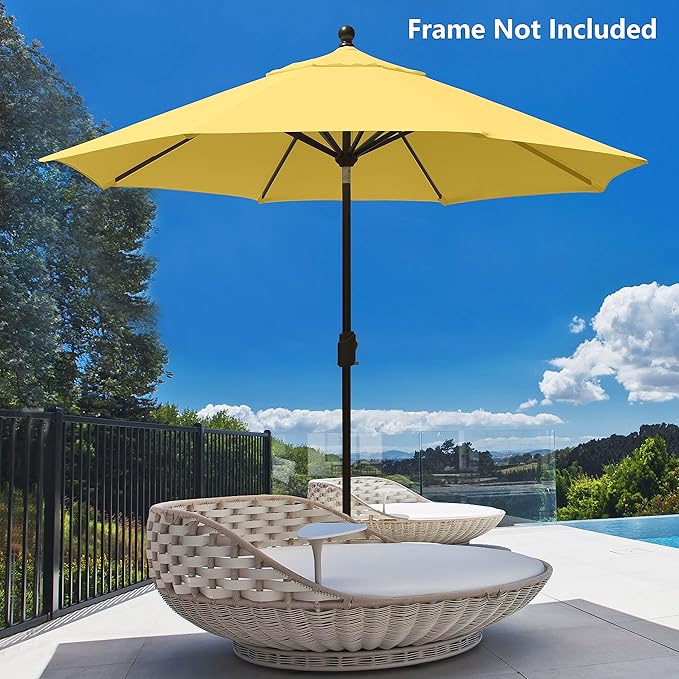 EliteShade USA 9FT Patio Umbrella Replacement Covers 8 Ribs Market Umbrella Canopy Cover (CANOPY ONLY) (Yellow)