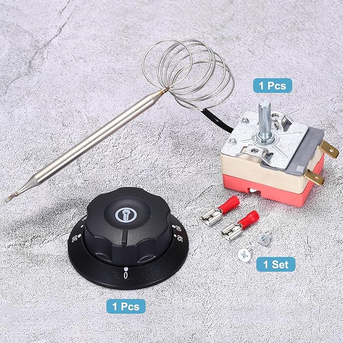 MECCANIXITY Temperature Control Switch 250V, 16A 30-85°C Capillary Thermostat Temperature Control Switch for Ovens Fryers Refrigerator Heaters
