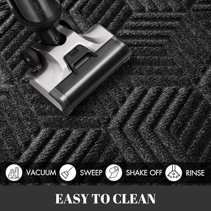 Yimobra Large Door Mat 47x32, All-Season Waterproof Outdoor Mats for Front Door Entrance with Drainage Holes, Heavy Duty Non-Slip Doormat for Garage Patio Entryway Indoor, Black