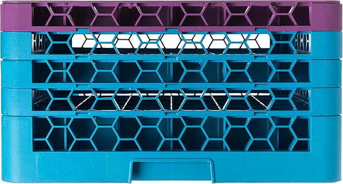 CFS RG36-4C414 OptiClean 36 Compartment Glass Rack with 4 Extenders, 10.3", Polypropylene, Lavender/CFS Blue