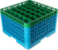 CFS RG36-5C413 OptiClean 36 Compartment Glass Rack with 5 Extenders, 11.9", Polypropylene, green/CFS Blue