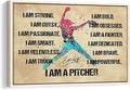 Custom Softball I Am A Pitcher Gift For Softball Lover Player Personalized Name Poster & Framed Canvas, Wall Art Home Office Decoration Living Room Bedroom Aesthetic Decor
