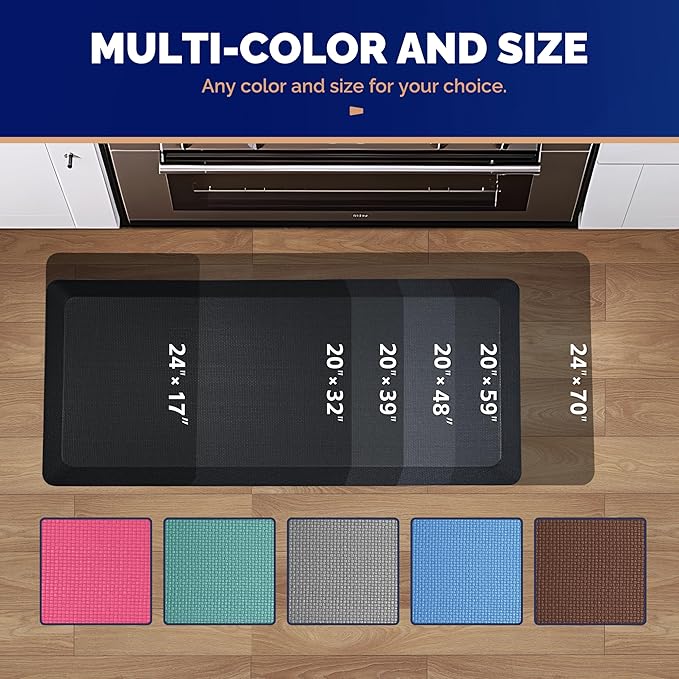 FEATOL Anti Fatigue Mat for Standing, 9/10 Extra Thick Ergonomic Standing Desk Mat, Comfort & Durable Memory Foam Standing Mat at Home,Office All Day (17" x 24", Black, 1PC)
