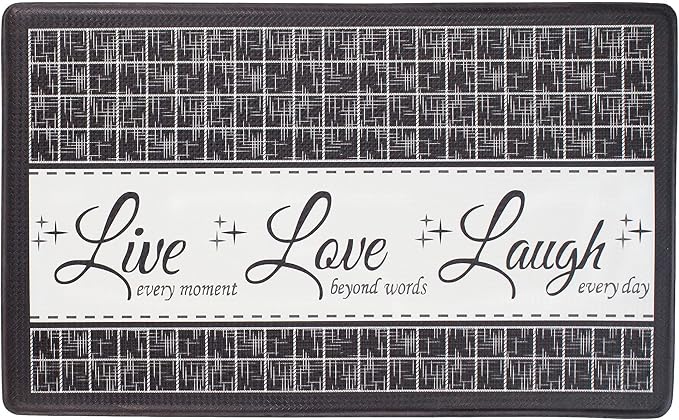 ACHIM Anti-Fatigue Floor Comfort Mat - 18 x 30 Inch (Live, Love, Laugh Charcoal) - Waterproof Non-Slip Rug - Easy to Clean Cushioned Mat for Kitchen, Bathroom, Standing Desk & Office Home Decor