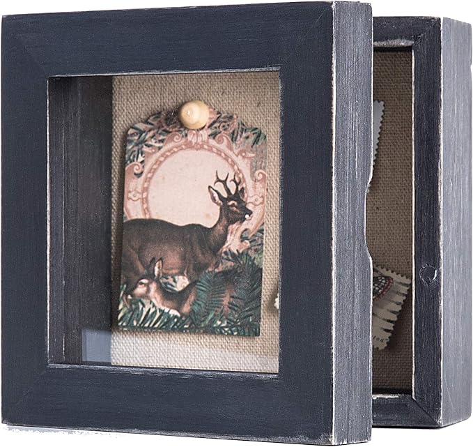 Freezing point Shadow Box Frame 5x5 Shadow Box Display Case Cabinet Picture Frame with Linen Back Memorabilia Awards Medals Bouquet Photos Badge Pin Paw Print Memory Box For Keepsakes Black Small Mini
