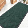 OLANLY Front Door Mat Outside Entrance 59x23, Absorbent, Heavy Duty Sturdy Natural Rubber Doormat Indoor Outdoor, Non-Slip, Stain and Fade Resistant, Low Profile Floor Mat for Entryway, Black Green