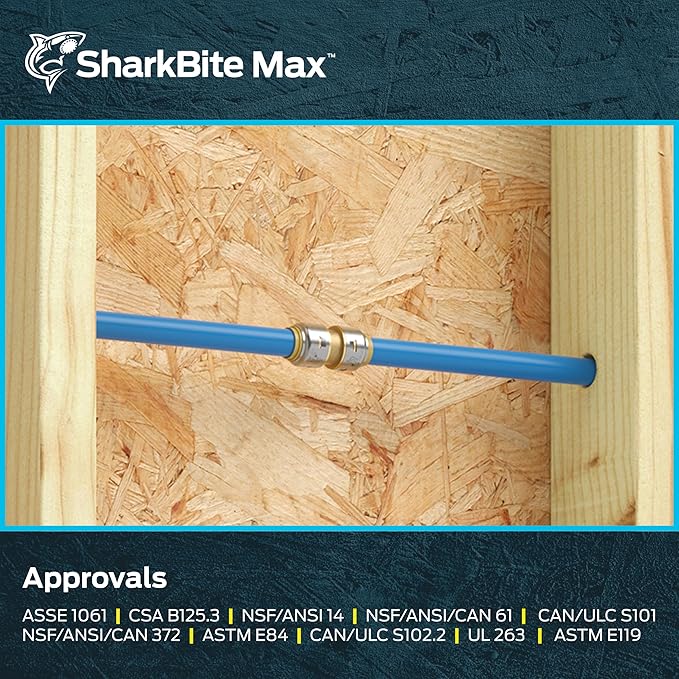 SharkBite Max 1 Inch Coupling, Pack of 6, Push to Connect Brass Plumbing Fitting, PEX Pipe, Copper, CPVC, PE-RT, HDPE, UR020