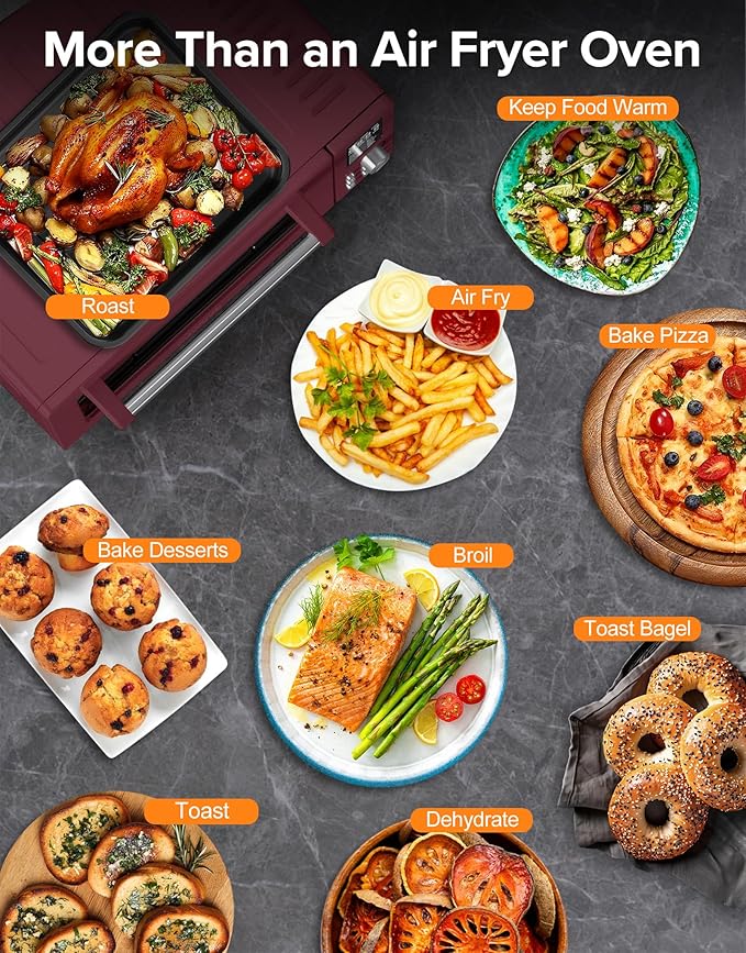 Nuwave Bravo Pro Smart Air Fryer Toaster Oven Combo, 10-in-1 Functions with Quicker & Even Crisp Technology, 1800W, 50-450°F, PFAS-Free, 21QT, Cinnamon