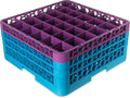 CFS RG36-3C414 OptiClean 36 Compartment Glass Rack with 3 Extenders, 8.72", Polypropylene, Lavender/CFS Blue