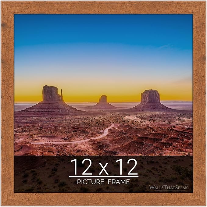 wallsthatspeak 12x12 Light Walnut Rustic Pine Picture Frame for Puzzles Posters Photos or Artwork