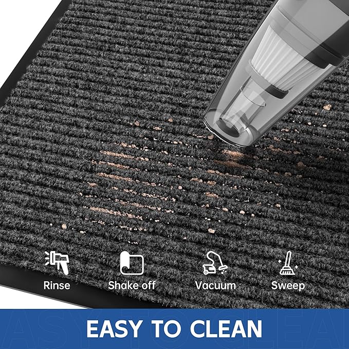 Front Door Mat, 4' x 8' Heavy Duty Indoor Outdoor Door Mat for Entryway, Commercial Door Mats Entrance, Low Profile Welcome Mats Non-Slip, Durable Rubber Backing Entry Mat for Patio, Home