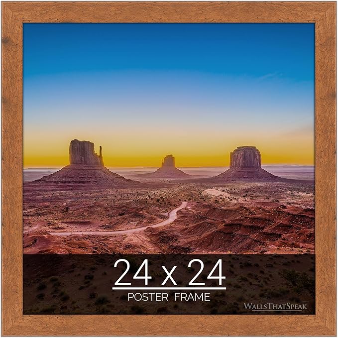 wallsthatspeak 24x24 Light Walnut Rustic Pine Picture Frame for Puzzles Posters Photos or Artwork